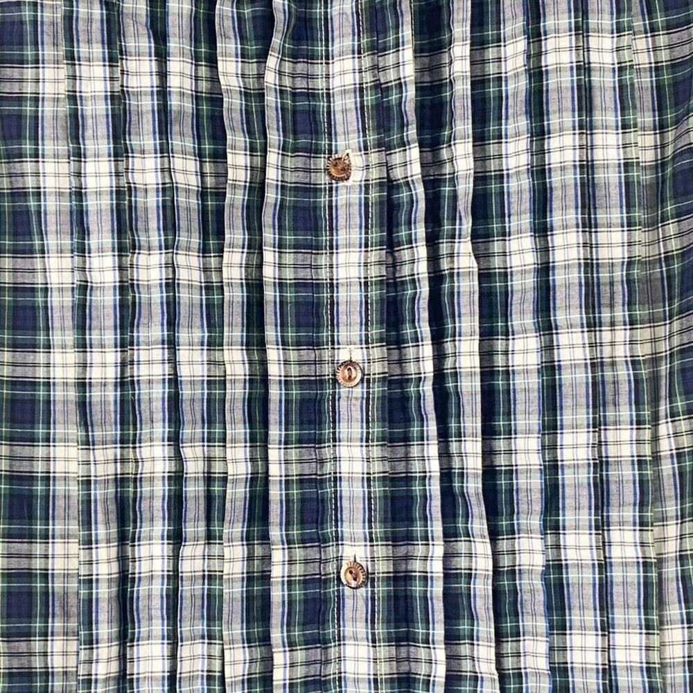 J. Crew Navy Tartan Plaid Ruffled Tuxedo Button Down Shirt Womens XS - Picture 3 of 6